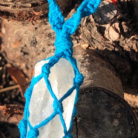 Clear Quartz Raw Macrame Necklace - Picture 8 of 8